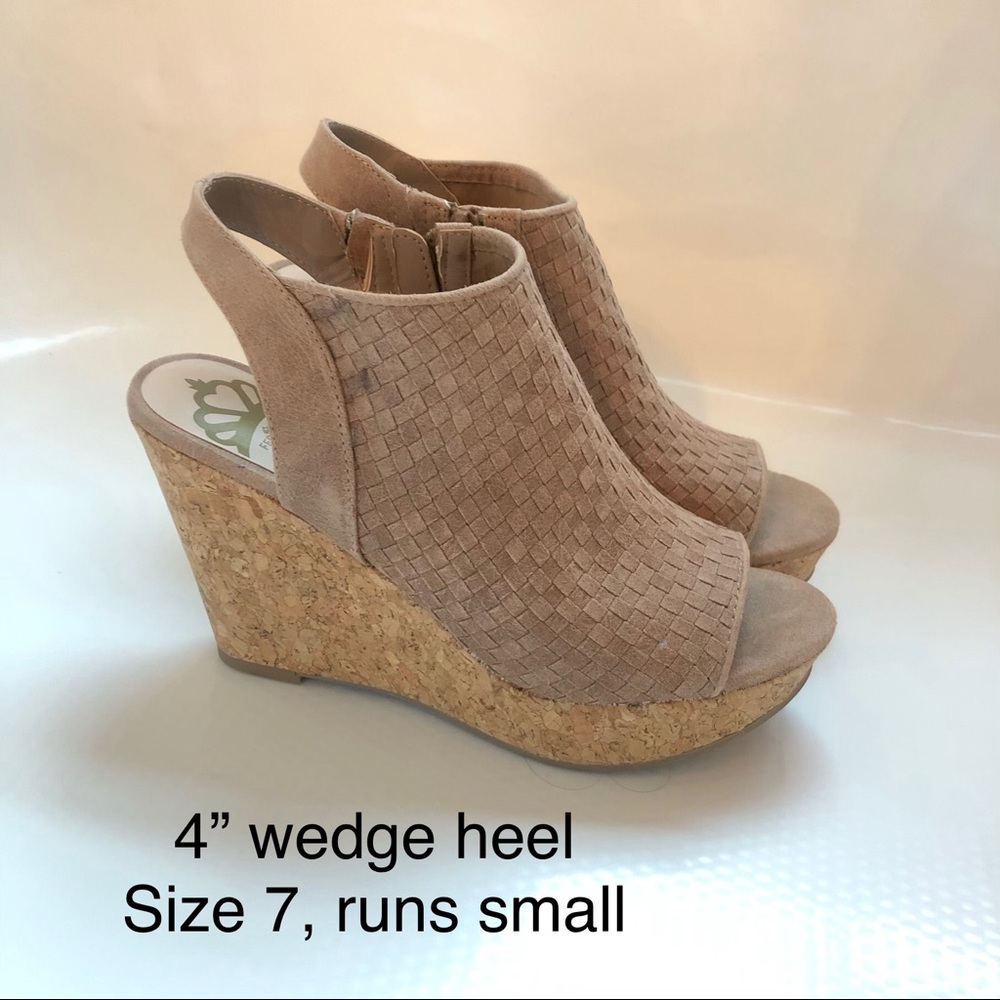 Nude, Rasta Wedge Sandal, size 7. Like new